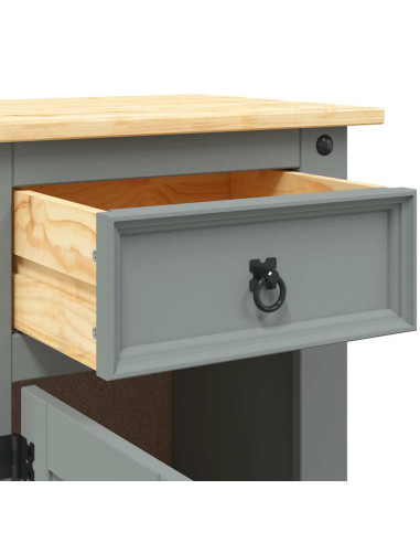 Comodino in Legno di Pino Messicano Corona Grigio 53x39x67 cm