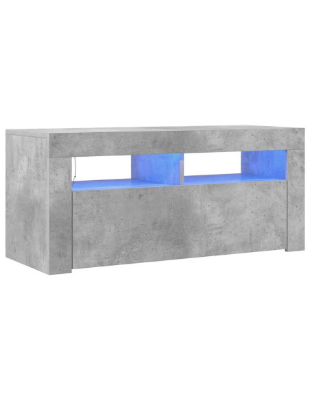 Mobile Porta TV con Luci LED Grigio Cemento 90x35x40 cm