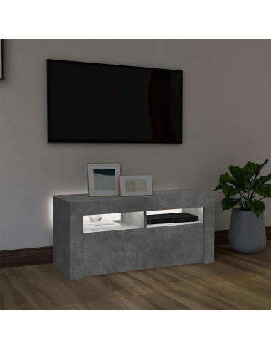 Mobile Porta TV con Luci LED Grigio Cemento 90x35x40 cm