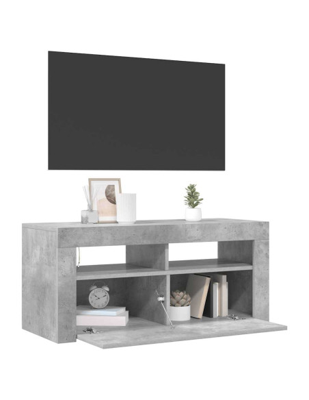 Mobile Porta TV con Luci LED Grigio Cemento 90x35x40 cm