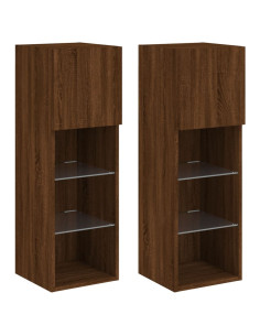 Mobili Porta TV con Luci LED 2 pz Rovere Marrone 30,5x30x90 cm 2