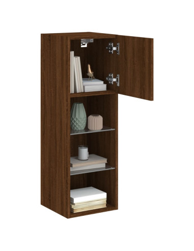 Mobili Porta TV con Luci LED 2 pz Rovere Marrone 30,5x30x90 cm