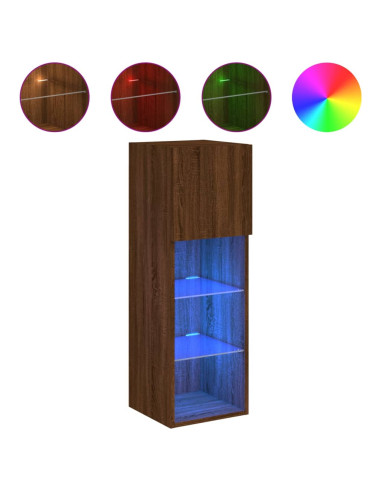 Mobili Porta TV con Luci LED 2 pz Rovere Marrone 30,5x30x90 cm