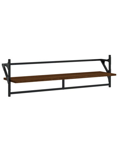 Set Mensole Parete con Aste 6pz Rovere Marrone in Multistrato