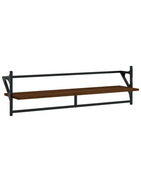 Set Mensole Parete con Aste 6pz Rovere Marrone in Multistrato