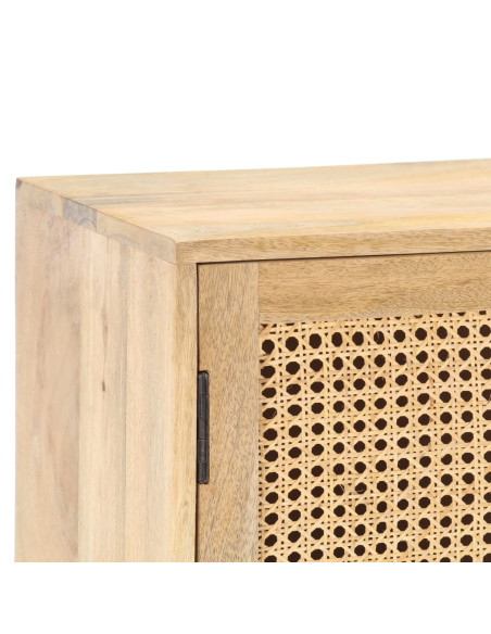 Credenza 80x30x73 cm Legno Massello di Mango e Canna Naturale