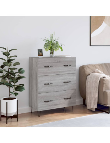 Credenza Grigio Sonoma 69,5x34x90 cm in Legno Multistrato