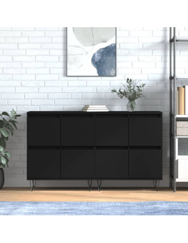 Credenze 2 pz Nere in Legno Multistrato