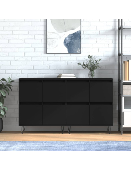 Credenze 2 pz Nere in Legno Multistrato