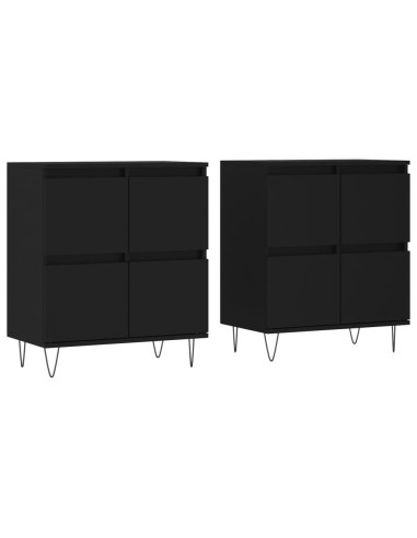 Credenze 2 pz Nere in Legno Multistrato