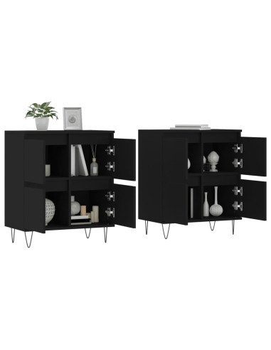 Credenze 2 pz Nere in Legno Multistrato