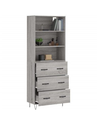 Credenza Grigio Sonoma 69,5x34x180 cm in Legno Multistrato