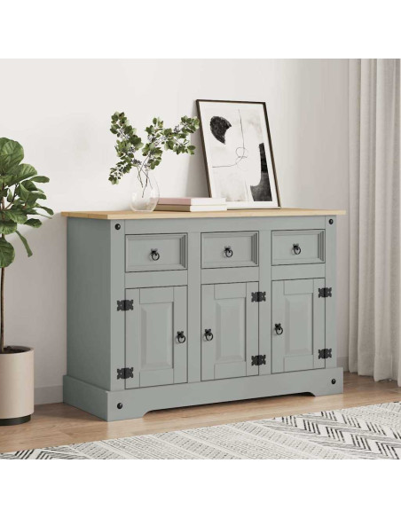 Credenza Corona Grigia 112x43x78 cm in Legno di Pino Messicano
