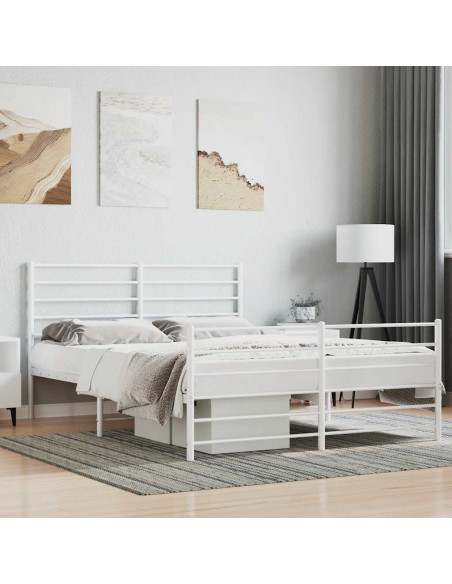 Giroletto con Testiera e Pediera Metallo Bianco 140x200 cm