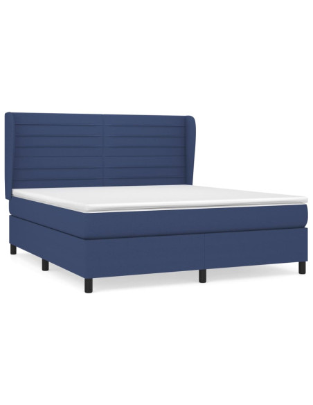 Giroletto a Molle con Materasso Blu 180x200 cm in Tessuto