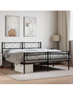 Giroletto con Testiera e Pediera Metallo Nero 140x190 cm