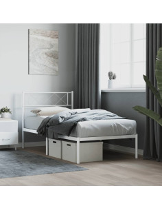 Giroletto con Testiera Metallo Bianco 80x200 cm