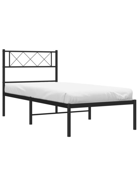 Giroletto con Testiera in Metallo Nero 90x200 cm