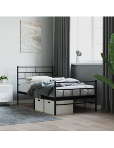 Giroletto con Testiera e Pediera Metallo Nero 90x190 cm