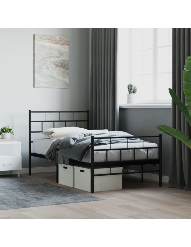 Giroletto con Testiera e Pediera Metallo Nero 90x190 cm