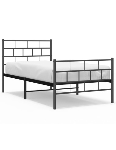 Giroletto con Testiera e Pediera Metallo Nero 90x190 cm