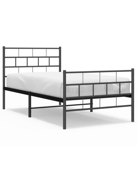 Giroletto con Testiera e Pediera Metallo Nero 90x190 cm