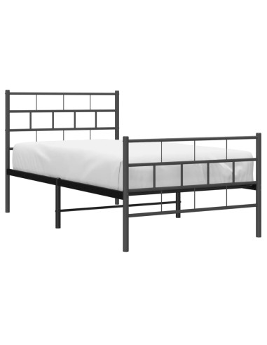 Giroletto con Testiera e Pediera Metallo Nero 90x190 cm