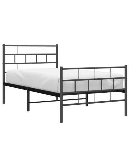 Giroletto con Testiera e Pediera Metallo Nero 90x190 cm