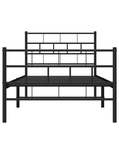 Giroletto con Testiera e Pediera Metallo Nero 90x190 cm