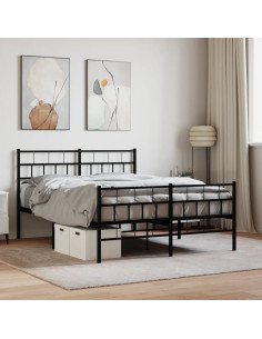 Giroletto con Testiera e Pediera Metallo Nero 140x200 cm