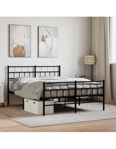 Giroletto con Testiera e Pediera Metallo Nero 140x200 cm