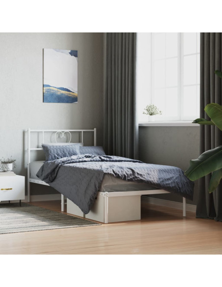 Giroletto senza Materaso con Testiera Metallo Bianco 75x190 cm