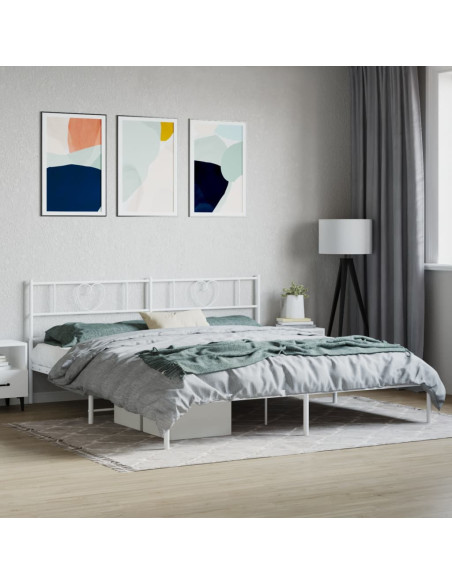 Giroletto con Testiera Metallo Bianco 200x200 cm