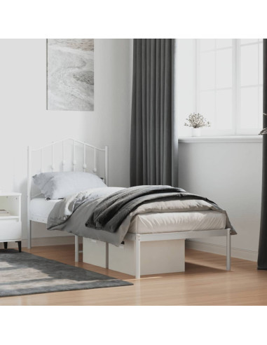 Giroletto senza Materaso con Testiera Metallo Bianco 75x190 cm
