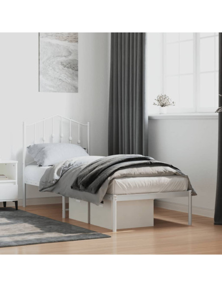 Giroletto senza Materaso con Testiera Metallo Bianco 75x190 cm