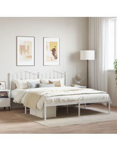 Giroletto con Testiera Metallo Bianco 160x200 cm