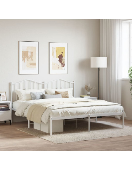 Giroletto con Testiera Metallo Bianco 160x200 cm