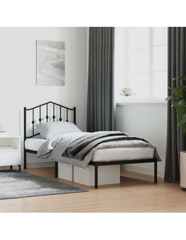 Giroletto con Testiera in Metallo Nero 90x200 cm