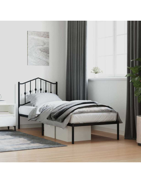 Giroletto con Testiera in Metallo Nero 90x200 cm