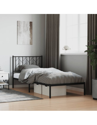 Giroletto con Testiera in Metallo Nero 90x200 cm