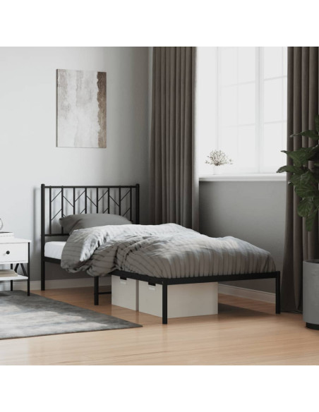 Giroletto con Testiera in Metallo Nero 90x200 cm