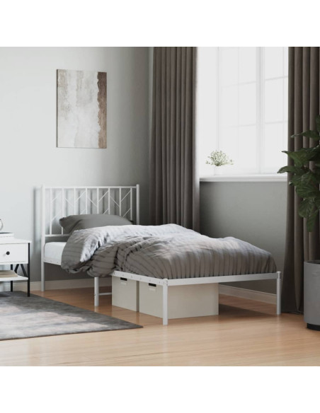 Giroletto con Testiera Metallo Bianco 90x200 cm