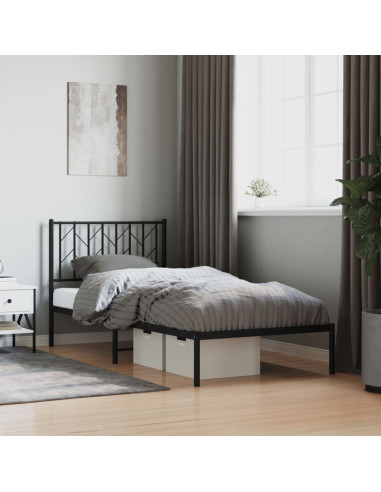 Giroletto con Testiera in Metallo Nero 90x190 cm