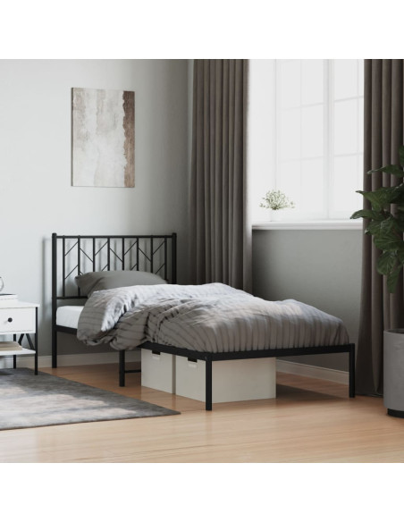 Giroletto con Testiera in Metallo Nero 90x190 cm