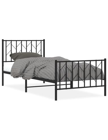 Giroletto con Testiera e Pediera Metallo Nero 90x200 cm