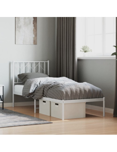 Giroletto senza Materaso con Testiera Metallo Bianco 75x190 cm