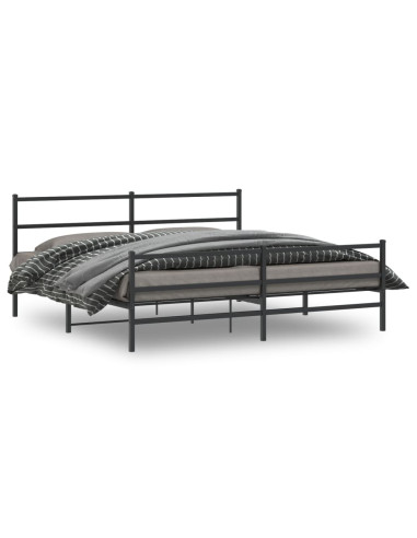 Giroletto con Testiera e Pediera Metallo Nero 200x200 cm