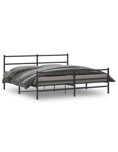 Giroletto con Testiera e Pediera Metallo Nero 200x200 cm