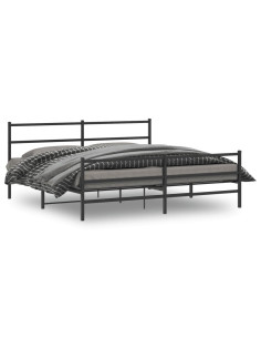 Giroletto con Testiera e Pediera Metallo Nero 180x200 cm