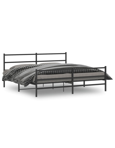 Giroletto con Testiera e Pediera Metallo Nero 180x200 cm